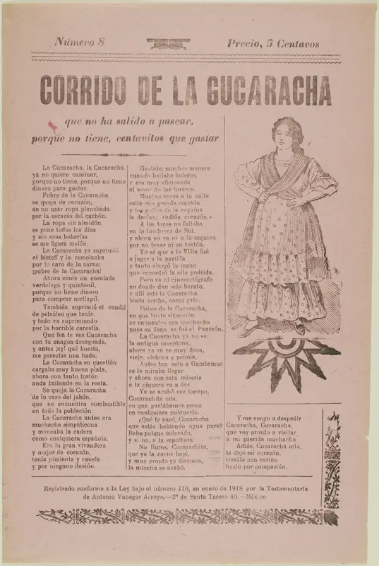 Corrido of the Cockroach Wall Art by José Guadalupe Posada - High-Resolution Digital Print