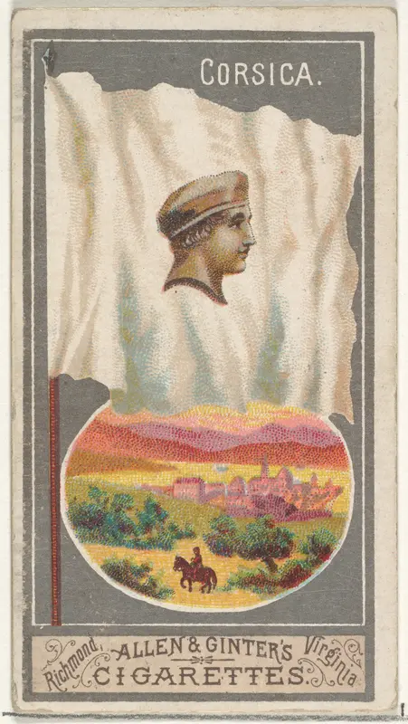 Corsica, from the City Flags series (N6) for Allen & Ginter Cigarettes Brands Wall Art by Allen & Ginter - High-Resolution Digital Print