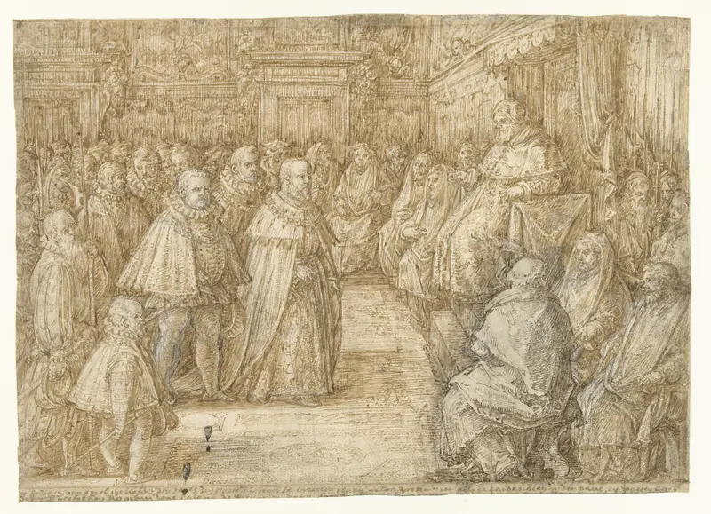 Cosimo I Medici treedt het College van Kardinalen te Rome binnen Wall Art by Jan van der Straet - High-Resolution Digital Print