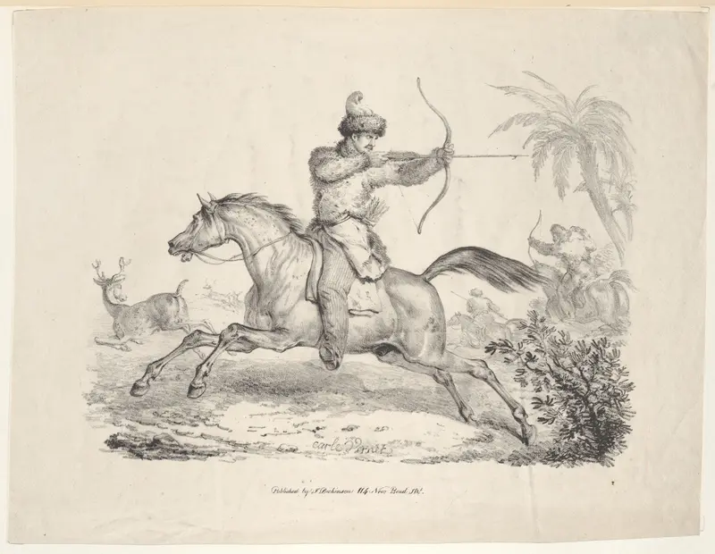 Cossacks on Horseback Hunting Deer Wall Art by Carle (Antoine Charles Horace) Vernet - High-Resolution Digital Print
