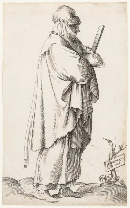 Costume Plate: Hispana Rustica mul. (with cloth and fan) Wall Art by Enea Vico - High-Resolution Digital Print