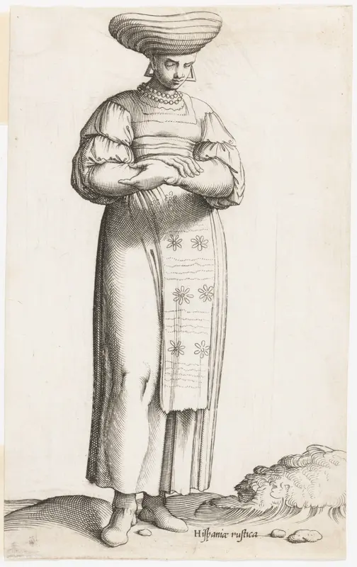 Costume Plate: Hispania Rustica mul. (with label on ground) Wall Art by Enea Vico - High-Resolution Digital Print