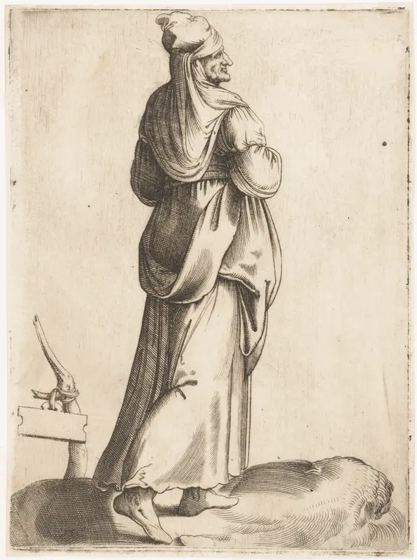 Costume Plate: Peasant Woman from Spain, from "Diversarum gentium nostrae aetatis habitus" Wall Art by Enea Vico - High-Resolution Digital Print