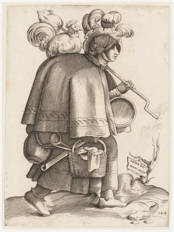 Costume Plate: Wife of a Warrior from Germany Wall Art by Enea Vico - High-Resolution Digital Print
