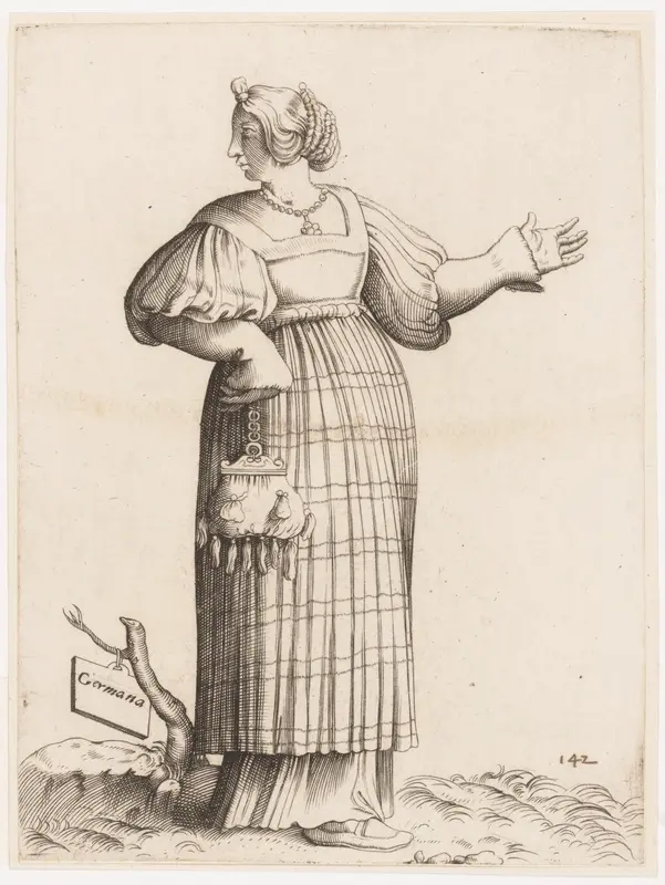 Costume Plate: Woman from Germany Wall Art by Enea Vico - High-Resolution Digital Print