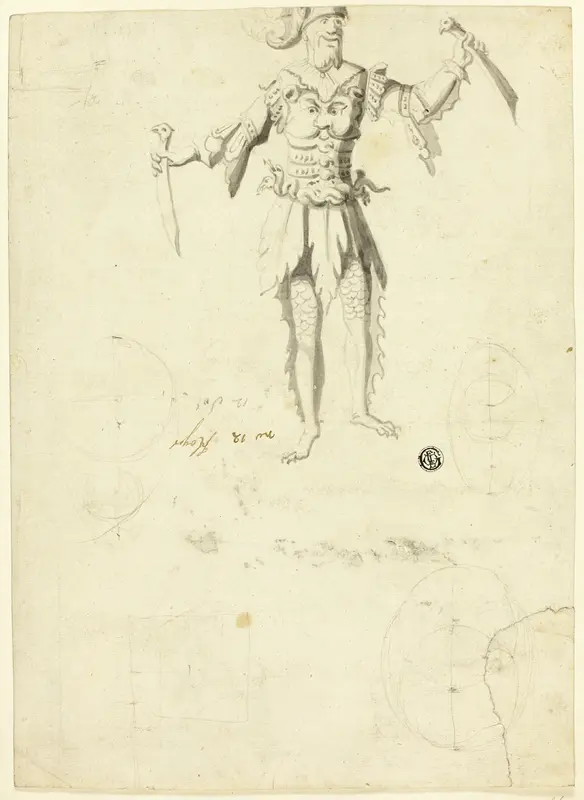 Costumed Man Carrying Two Swords Wall Art by Unknown - High-Resolution Digital Print