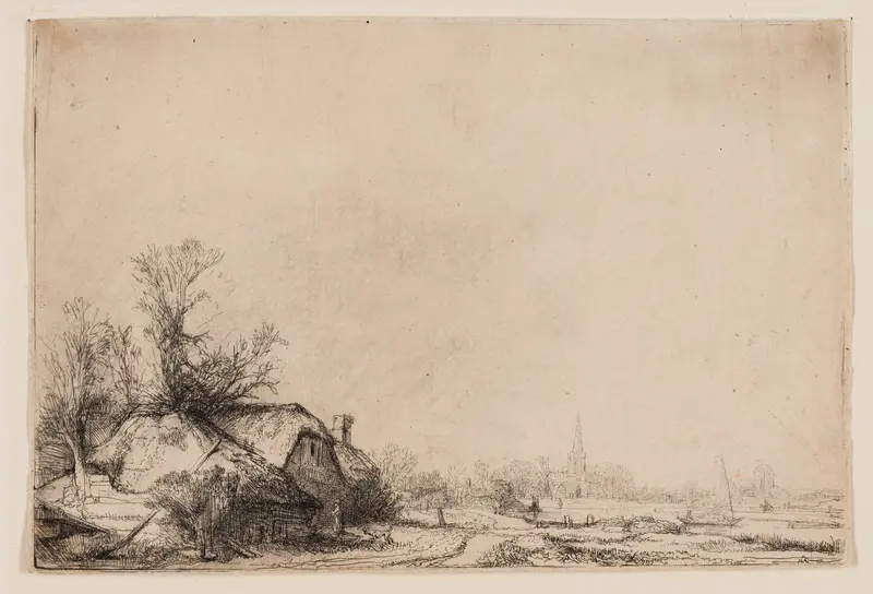 Cottage Beside a Canal with a View of Ouderkerk Wall Art by Rembrandt van Rijn - High-Resolution Digital Print