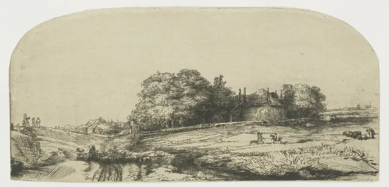 Cottages and a hay barn on the Diemerdijk with a flock of sheep Wall Art by Unknown - High-Resolution Digital Print