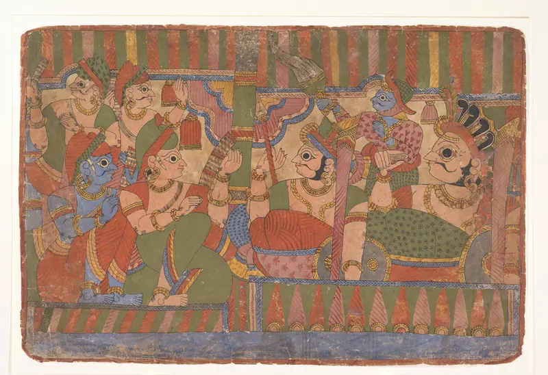 Council of Heroes:  Page from a Dispersed Mahabharata (Great Descendants of Mahabharata) Wall Art by Unknown - High-Resolution Digital Print