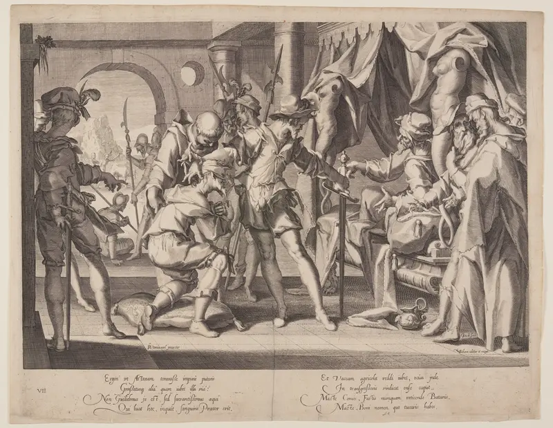 Count William Permitting Beheading, plate 7 from Thrones of Justice (Thronus Iustitiae) Wall Art by Willem van Swanenburgh - High-Resolution Digital Print