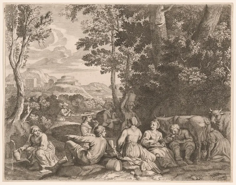 Country Meal, Plate 3 from Pastorales Wall Art by Claudine Bouzonnet-Stella - High-Resolution Digital Print