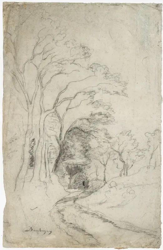 Country Road Landscape with Trees (recto); Landscape with Trees (verso) Wall Art by Charles-François Daubigny - High-Resolution Digital Print
