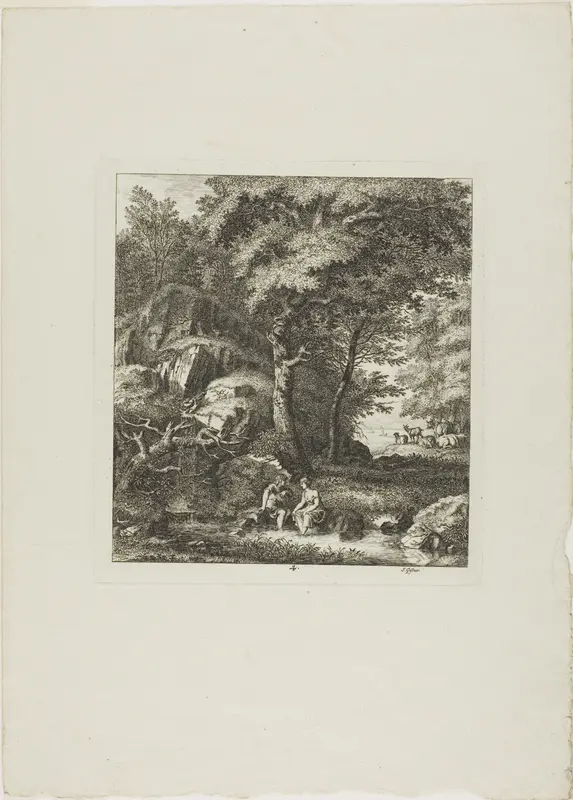 Couple Seated in a Glade Wall Art by Salomon Gessner - High-Resolution Digital Print