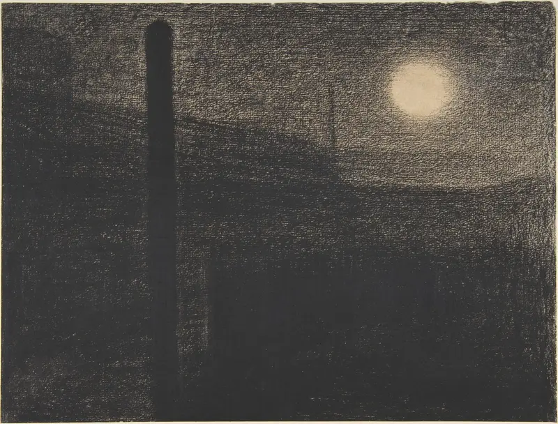 Courbevoie: Factories by Moonlight Wall Art by Georges Seurat - High-Resolution Digital Print