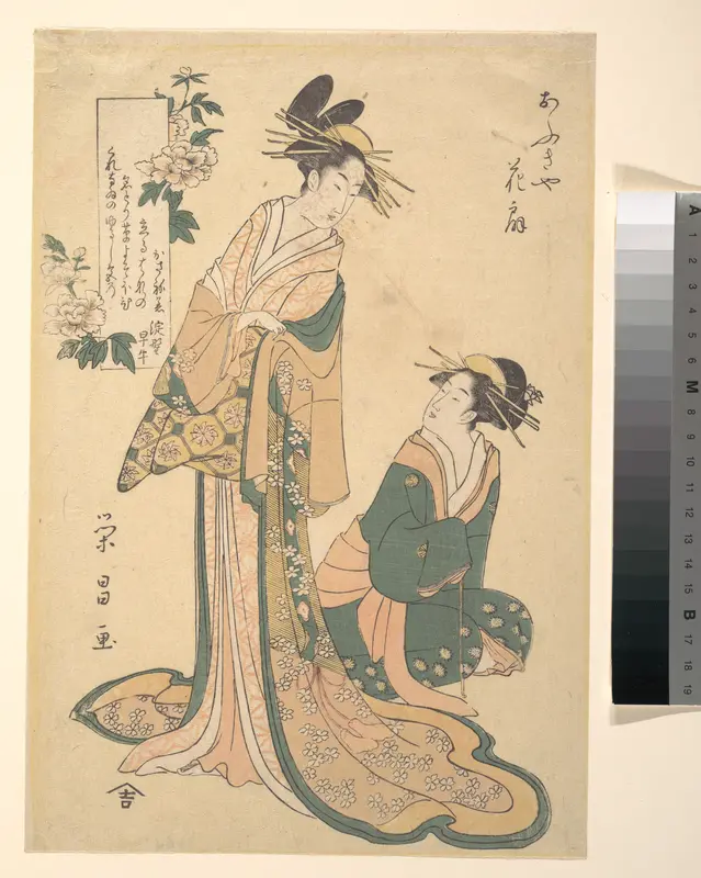Courtesan and Her Maid Wall Art by Chōkōsai Eishō - High-Resolution Digital Print