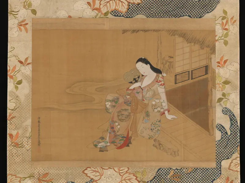 Courtesan Enjoying a Cool Summer
 Evening Wall Art by Ogawa Haritsu (Ritsuō) - High-Resolution Digital Print