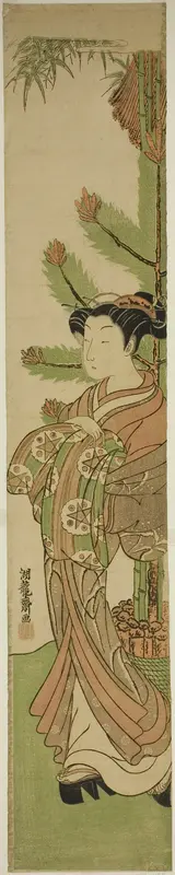 Courtesan in Front of New Year's Decoration of Pine and Bamboo