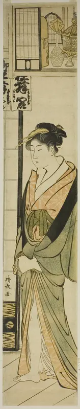 Courtesan Standing Beneath a Shelf for Talismans