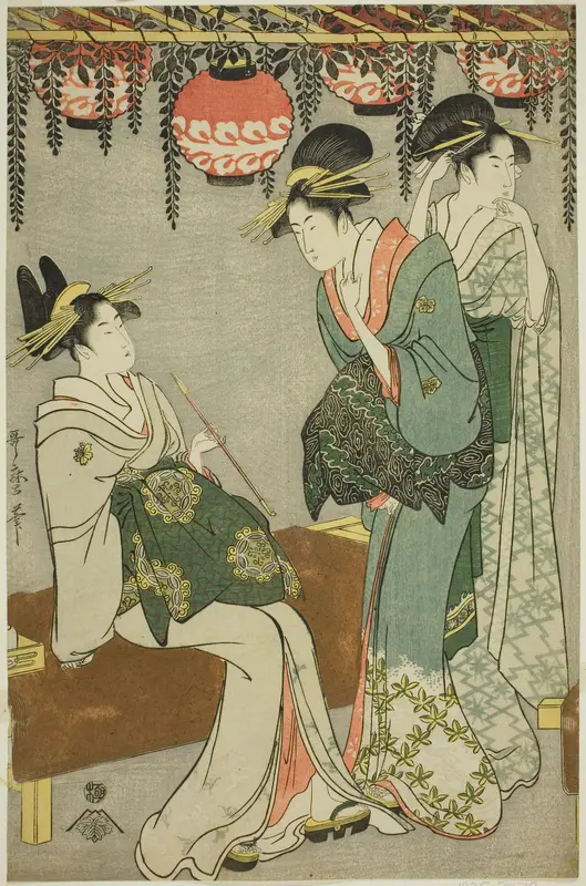 Courtesans beneath Wisteria Arbor