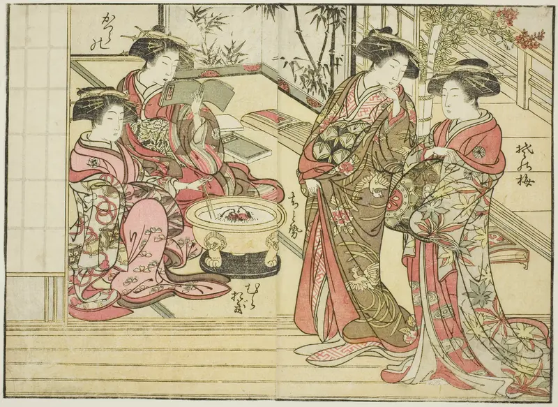 Courtesans of Otawaraya, from the book "Mirror of Beautiful Women of the Pleasure Quarters (Seiro bijin awase sugata kagami)," vol. 2