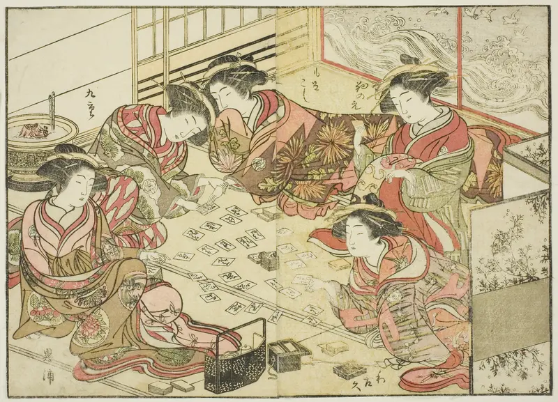 Courtesans of the Echizenya, from the book "Mirror of Beautiful Women of the Pleasure Quarters (Seiro bijin awase sugata kagami)," vol. 2