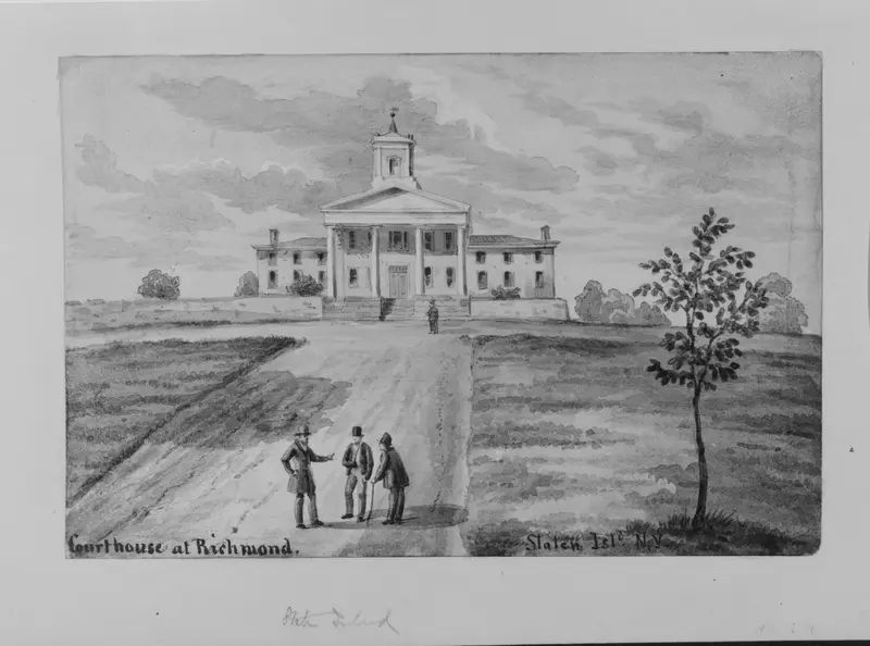 Courthouse at Richmond, Staten Island, New York Wall Art by Augustus Kollner - High-Resolution Digital Print