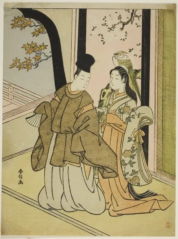 Courtier and Lady Wall Art by Suzuki Harunobu - High-Resolution Digital Print