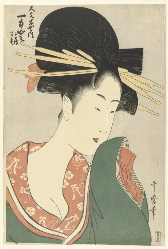 Courtisane Hitomoto uit het Daimonjiya huis Wall Art by Unknown - High-Resolution Digital Print