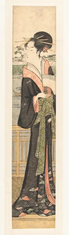 Courtisane op balkon Wall Art by Chokosai Eishô - High-Resolution Digital Print