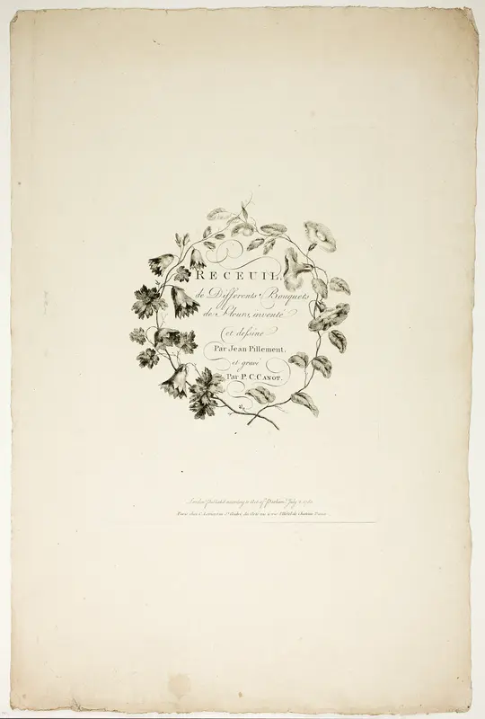 Cover for Collection of Different Bouquets of Flowers, Invented and Drawn by Jean Pillement and Engraved by P. C. Canot