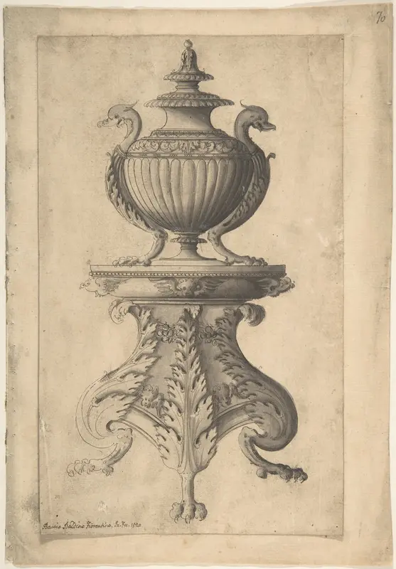 Covered Vase on a Three-Footed Pedestal Wall Art by Jacques Androuet Du Cerceau - High-Resolution Digital Print