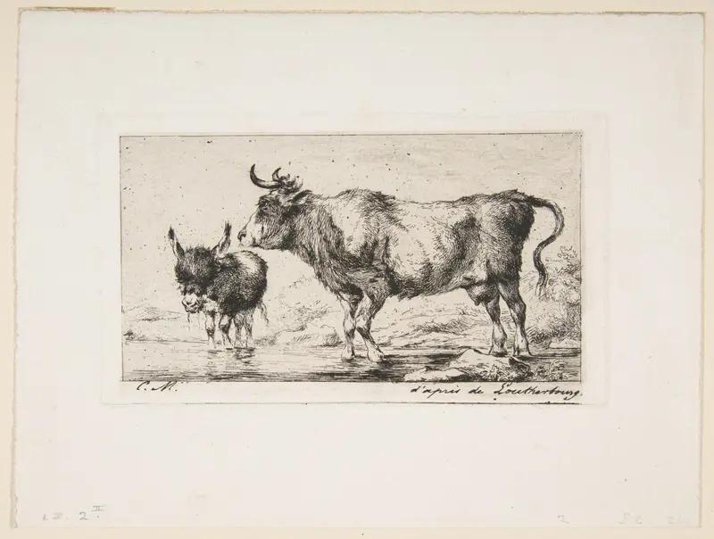 Cow and Ass Wall Art by Charles Meryon - High-Resolution Digital Print