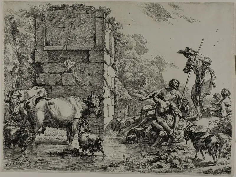 Cow Drinking Wall Art by Nicolaes Berchem - High-Resolution Digital Print