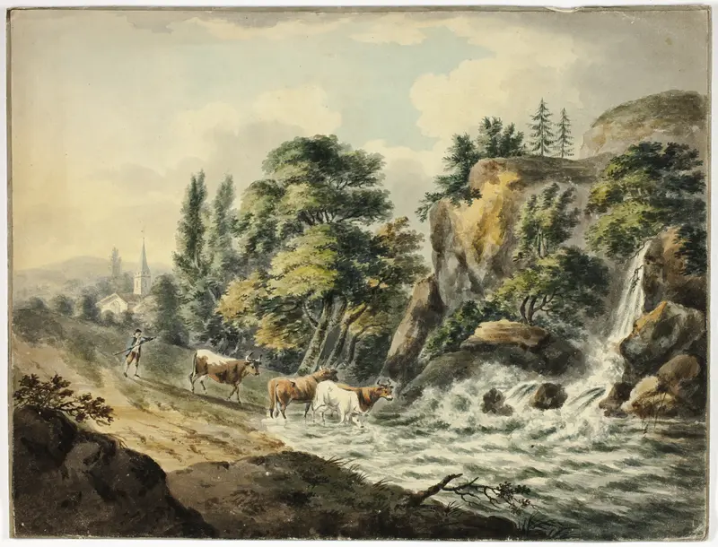 Cow Herd Driven to River Wall Art by Unknown artist - High-Resolution Digital Print