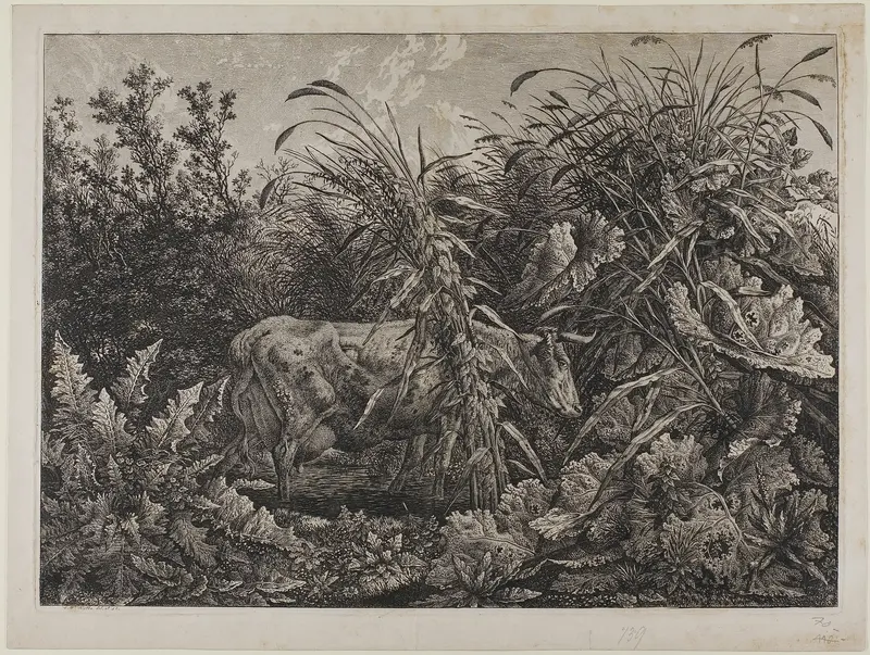 Cow in a Stream Wall Art by Carl Wilhelm Kolbe, the elder - High-Resolution Digital Print