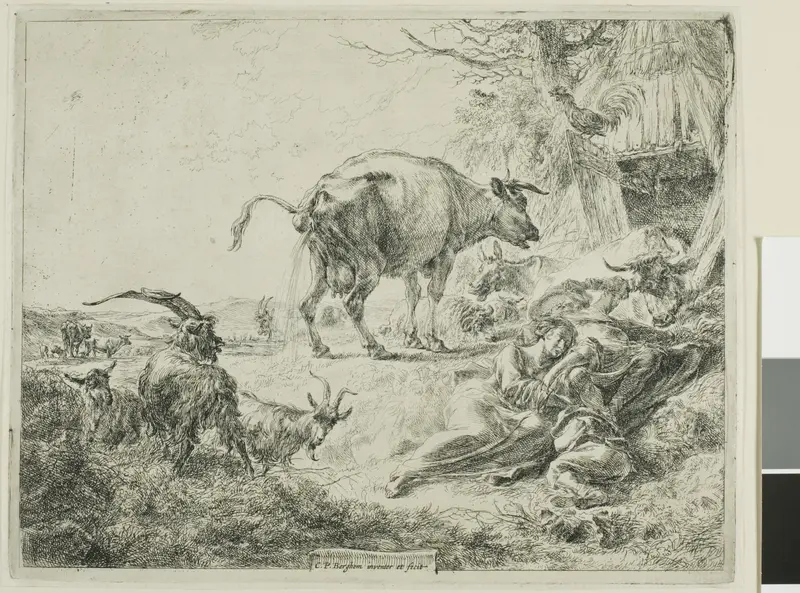 Cow Relieving Itself Wall Art by Nicolaes Berchem - High-Resolution Digital Print