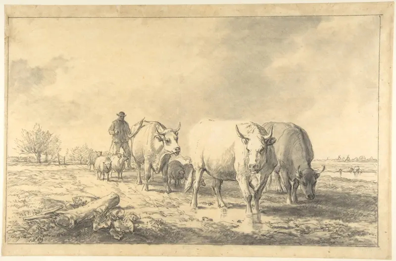 Cows in a Landscape Wall Art by Eugène-Joseph Verboeckhoven - High-Resolution Digital Print
