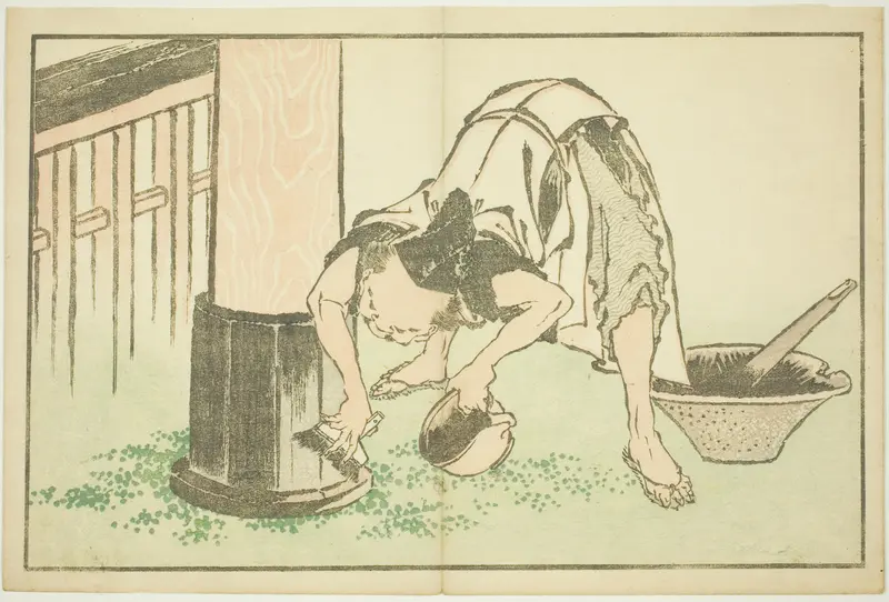 Craftsman working on Temple, from The Picture Book of Realistic Paintings of Hokusai (Hokusai shashin gafu)