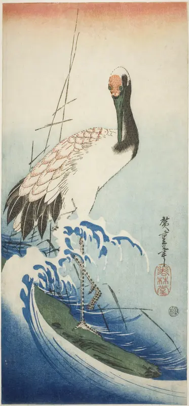Crane and waves