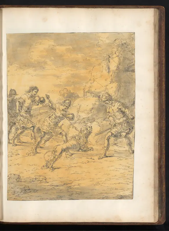 Craterus doodt de leeuw die Alexander de Grote aanvalt Wall Art by Leonaert Bramer - High-Resolution Digital Print