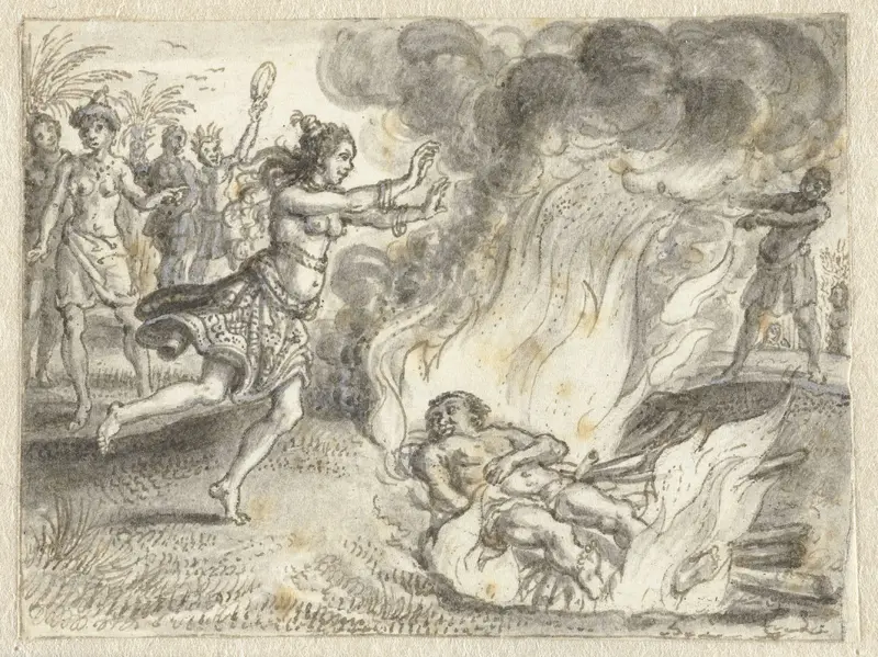 Cremation as Practised by People in a Far-off Land Wall Art by Adriaen Pietersz van de Venne - High-Resolution Digital Print