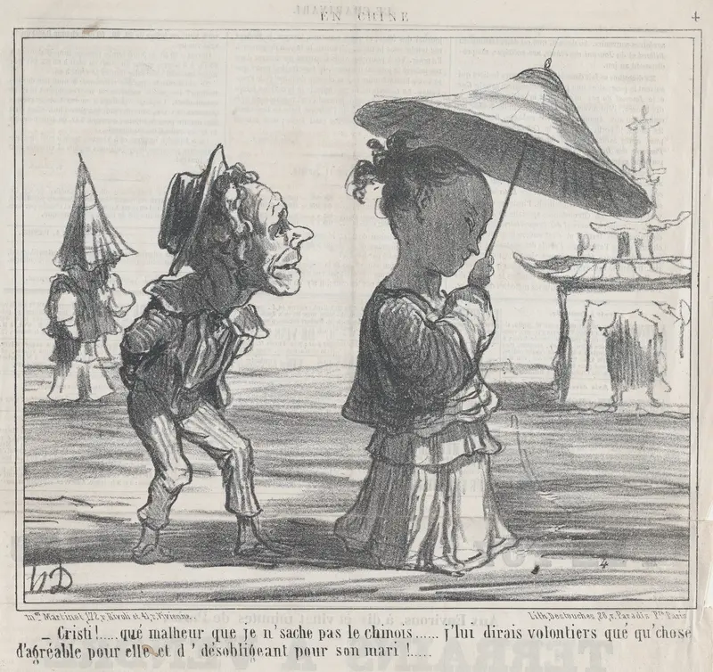 Cristi! ..... qué malheur...., from En Chine, published in Le Charivari, January 12, 1859 Wall Art by Honoré Daumier - High-Resolution Digital Print
