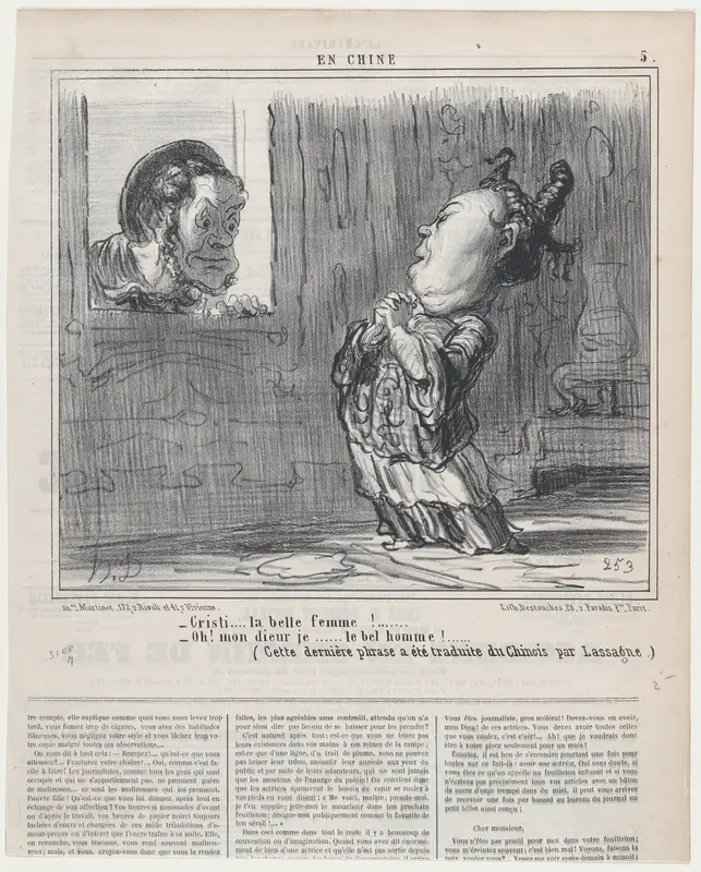 Cristi!...la belle femme!..., from En Chine, published in Le Charivari, December 25, 1858 Wall Art by Honoré Daumier - High-Resolution Digital Print