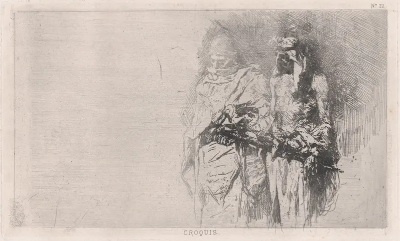 Croquis (sketch) of two Arabic men Wall Art by Mariano Fortuny, 1838–1874 - High-Resolution Digital Print