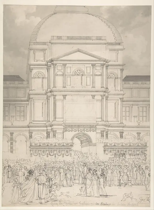 Crowd in Front of the Tuileries Palace During the Wedding of Napoleon to Marie-Louise of Austria Wall Art by Charles Percier - High-Resolution Digital Print