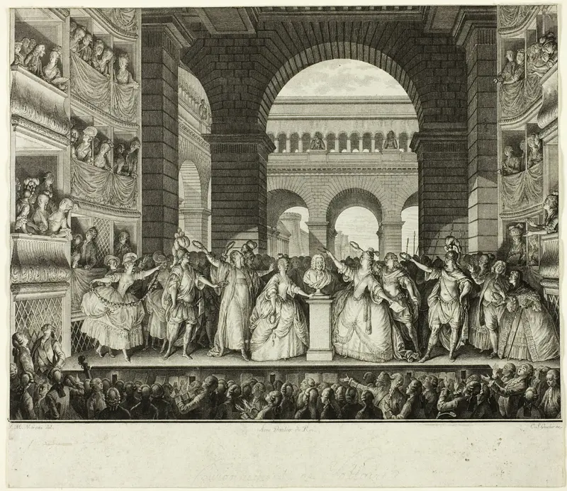 Crowning of Voltaire Wall Art by Charles-Étienne Gaucher - High-Resolution Digital Print