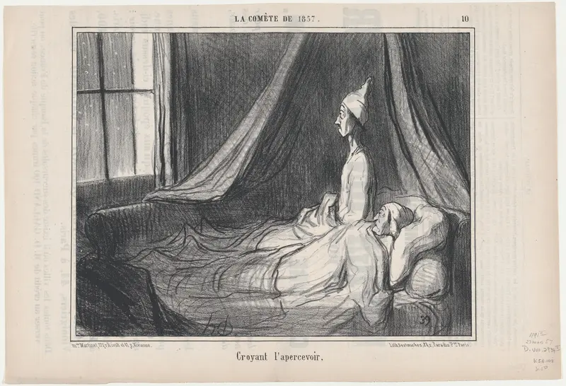 Croyant l'apercevoir, from 'Croquis Parisiens', published in "Le Charivari" Wall Art by Honoré Daumier - High-Resolution Digital Print