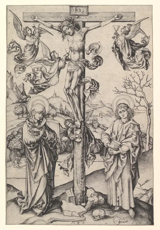 Crucifixion with Four Angels Wall Art by Martin Schongauer - High-Resolution Digital Print