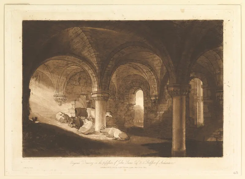 Crypt of Kirkstall Abbey (Liber Studiorum, part VIII, plate 39) Wall Art by Joseph Mallord William Turner - High-Resolution Digital Print