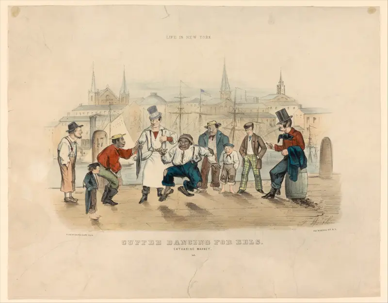 Cuffee Dancing for Eels – Catharine Market (Life in New York) Wall Art by Thomas B. Worth - High-Resolution Digital Print